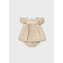 Kız Bebek Elbise Külot Takım 1802 Bej