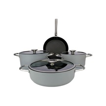 Royal 7 Parça Metal Kulplu Döküm Tencere Seti Gri Çok Renkli