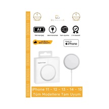 Şarjadaptörü 15w Hızlı Şarj Adaptörü Magsafe Mıknatıslı Typec Beyaz Wireless Charger Adaptör