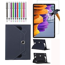 Huaweı Mediapad T8 8 Inç Üniversal 360 Standlı Kılıf + Ekran Koruyucu + Kalem Lacivert