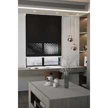 Lazer Kesim Mat Stor Perde, Lazer Kesimli Modern Serisi, M-1008 Siyah Renk Siyah