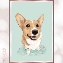 Mutlu Corgi - Sevimli Çizim Hayvan Pvc Tablo