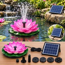 Pembe Lotus Çiçekli Güneş Enerjili Fışkırtmalı Su Fıskiyesi Bahçe Gölet Havuz Dekoratif Farklı Başlıklı Fıskiye