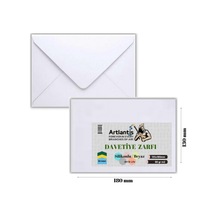 Zarf 13x18 Davetiye Zarfı Beyaz 50'li 1 Paket Artlantis Beyaz Dav
