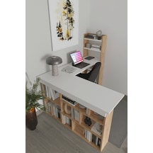 Venedik 13 Raflı Çalışma Masası, Atlantik Çam - Beyaz
