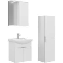 Orka Purus 55 Cm Parlak Beyaz Spot Aynalı Banyo Dolabı Takım Ve Boy Dolabı Asma Beyaz