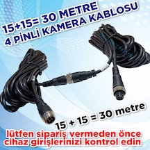 30 Metre 15 + 15 4 Pinli Ticari Araç Kamera Kablosu 12-24 Volt