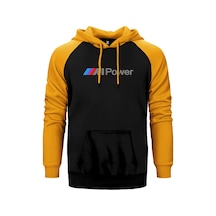 Bmw M Power Text Sarı Renk Reglan Kol Kapşonlu Sweatshirt Sarı