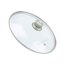 Tencere Sahan Tava Cam Kapağı Kapak 18 cm Gri Tutma Tepesi