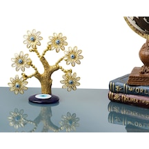 Feng Shui Nazar Boncuğu Çiçeği Hayat Ağacı Servet Çakra Şans Ağacı Mavi Göz Vitrin Masa Süsü Aster 14 Cm 94935310