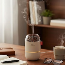 Ahşap Odun Ateşi Tasarımlı 280 Ml Ultrasonik Hava Nemlendirici &amp Aroma Difüzör Soğuk Buhar Makinesi, Led Işıklı, Ortam Nemlendirici 5570