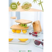 Rossel Premium Akrilik Mira 3'lü Bambu Kapak Saklama Kabı Krd-a003