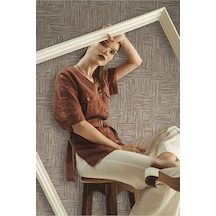 Adawall Muse Koleksiyonu- 25101-4 Koyu Bej Dokulu Silinebilir Nonwoven Vinil Duvar Kağıdı 1.06x15.6m - 16.5m²