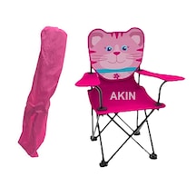Four Season Çocuk Katlanır Kedi Desenli Plaj Sandalyesi Pembe Taşıma Çantalı