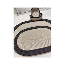 Jüt Hasır 4 Lü Banyo Paspas Takımı Bohem Tarzı Banyo Takımı Paspas:50x80/ 40x60 /sepetler 30x20x10 Taş Siyah Taş Siyah