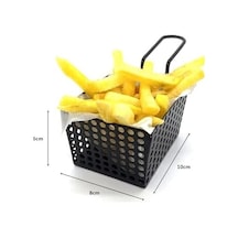 Mini Patateslik, Firütöz Sepeti, Patates Kızartma Sunum Sepeti, Cafe, Restaurant Burger Sunum, Servis Ekipmanı Model-1 Siyah Açık Mavi
