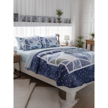 Özdilek Natural Patch Pike Takımı %100 Pamuk Yumuşak Dokulu Şık Pike Seti Mavi