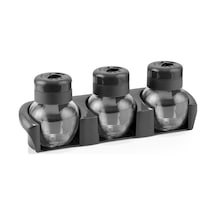 Qlux C-00372 Star Standlı Tuzluk Ve Baharatlık 3 X 210 Cc - 3 Stil Dökümlü Plastik Kapak- 8'li Paket Diğer