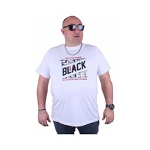 Starbattal Büyük Beden Erkek Baskılı Tişört Black 23127 Beyaz-Beyaz Çok Renkli
