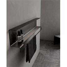 Gkd Paslanmaz Çelik Banyo Rafı Havlu Askılı , Duvara Monte Banyo Organizatörü Siyah