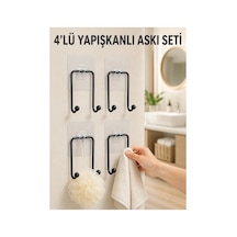 4'lü Yapışkanlı Askı Seti Mutfak Banyo Ve Ev İçin Duvar Askısı Düz Renkli Düz Renkli