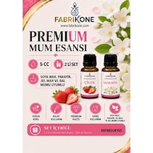 Premium Mum Esansı 5 Cc 2'li Set - Çilek, Yasemin - Soya Wax, Parafin, Jel Wax Ve Bal Mumu Uyumlu Bkfab2ckys5 Karışık