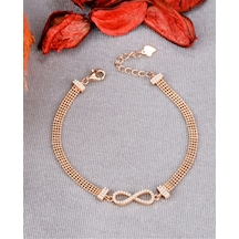 Papatya Silver 925 Ayar Gümüş Toplu Rose Kaplama Sonsuzluk Bileklik