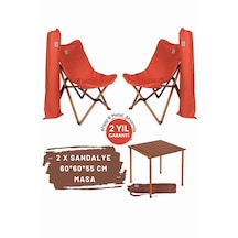 Bag The Joy Ahşap Masa Sandalye Seti Kahve-kiremit - 60 60 55c