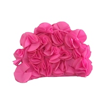 Suntek Yüzme Şapkası Çiçekli Yapraklar Trendy Plaj Pembe