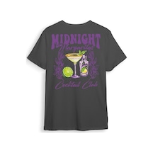 Midnight Margaritas Ön Ve Arka Baskılı %100 Pamuk Unisex Regular Fit T-shirt Gri