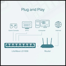 Tp-lınk Ls1008, Green Tech, 8 Port, Megabit, Yönetilemez, Masaüstü Switch