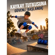 Mavi Çocuk Koruyucu Dizlik Dirseklik Ve El Bilek Koruyucu Seti 2 Adet