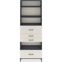 Arges Dolap 4 Raflı 4 Çekmeceli 88x30x243 Antrasit-aytaşı Antrasit