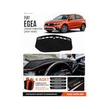 Fiat Egea Cross 2021-2026 Tabletsiz Uyumlu Torpido Örtüsü - Siyah Kahverengi