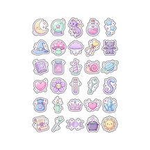 30 Adet Pastel Sihirli Dünya Sticker Seti - Defter Laptop Telefon İçin Çok Renkli