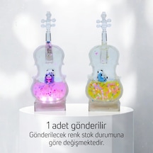 Bakgelal Işıklı Keman Dekoratif Obje Pilli Sıvı İçerisinde Hareketli Figürlü Masaüstü Süs - 9064829219297