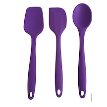 Pink Rose Bybirgül Büyük Boy Yanmaz Yapışmaz Silikon Spatula Kaşık Hamur Sıyırıcı Spatula Mor 3lü Set