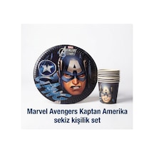 Marvel Avengers Kaptan Amerika 8 Kişilik Doğum Günü Parti Seti Mavi Tüm Yaşlar