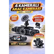 Wifi 4 Kameralı Araç İçi Kamera 1080p Full Hd 32 Gb Dahili Hafıza Geniş Açılı Gece Görüşlü