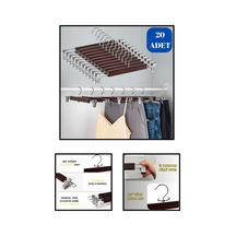 Pantolon Askısı Ahşap Mandallı Etek Elbise Askısı Delüks 20 Adet Diğer