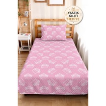 Evimde Bambaşka Pembe Taç Temalı Kız Çocuk Pike Takımı-prenses Konseptli Beyaz Bebek Odası Yatak Örtüsü-160x220  CM