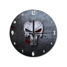 Punisher Işığı Kuru Kafa Tasarım Duvar Saati (407685015) Çok Renkli