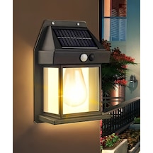 5w Güneş Enerjili Led Ampullü Duvar Fener Aplik 3200k- Sarı Işık
