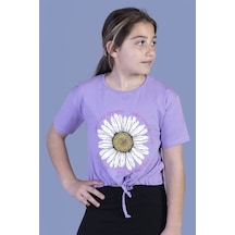 Toontoy Kids Toontoy Kız Çocuk Papatya Desenli Tişört Lila
