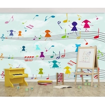 Renkli Müzik Notaları Çocuk Odası Duvar Kağıdı