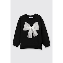 Panço Kız Çocuk Sweatshirt Beyaz Siyah