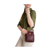 Newish Polo Kadın Vintage Tasarım Soft Suni Deriburslu Çok Gözlü Çapraz Omuz Çantası Günlük,seyahat,okul Bordo