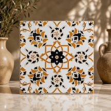 Armada Çini 20x20 Cm Ac 10 Selçuk Sarı Çiçek Desenli Kütahya Çini