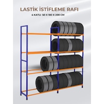 Alan Raf 4 Katlı Lastik İstifleme Rafı 50x180x200 Cm Çok Amaçlı Raf Beyaz