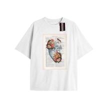 Adrift Unisex Erkek/kadın Kalp Kaburga T-shirt Siyah Kod 68 Beyaz